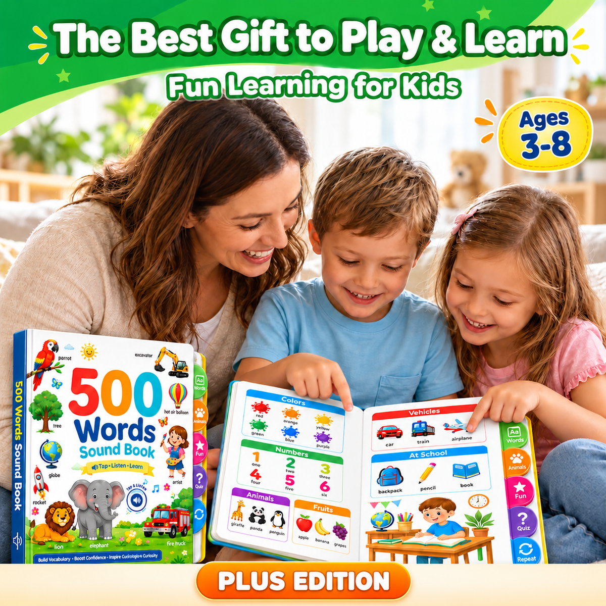 500 Words Interactive Sound Book for Kids  PLUS -Little Hands. Big Discoveries.